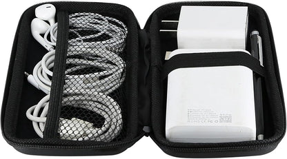 Travel Essential Electronics Organizer Pouch Charger Case, Shockproof Dual Zipper Power Bank Cables Tech Accessories Purse, Men & Women Travel Must Have Storage Bag, 6.5X3.2X1 Inch Black